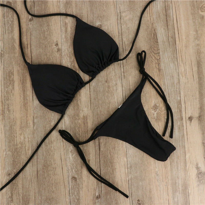 Halter Neck Tie Bikini Ladies Split Tie Swimsuit